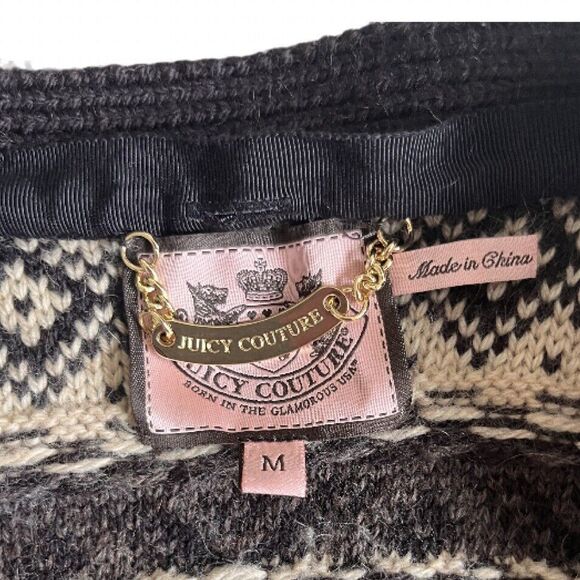 Juicy Couture Mohair Wool FAIR AISLE V NECK CARDIGAN Button Front Size M BROWN - Picture 5 of 6